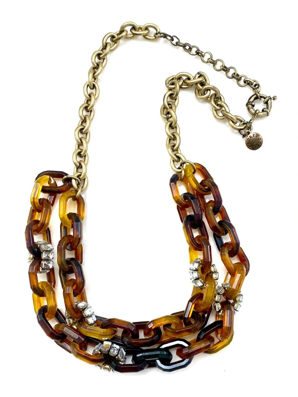 J. Crew Gold-Tone Chain with Tortoiseshell & Rhinestone Accent Necklace